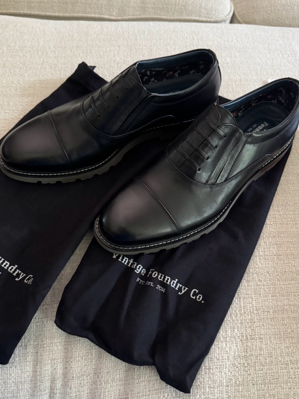 Brand new Vintage Foundry Co. Men's Black Leather Cap-Toe Derby